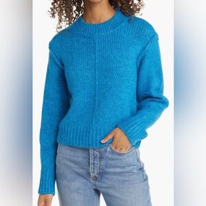 Topshop Center Seam Crew Crop Sweater | Blue | X-SMALL